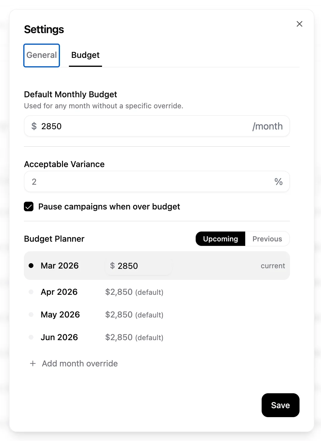 Pace overspend protection guardrails pausing campaigns at the spend cap